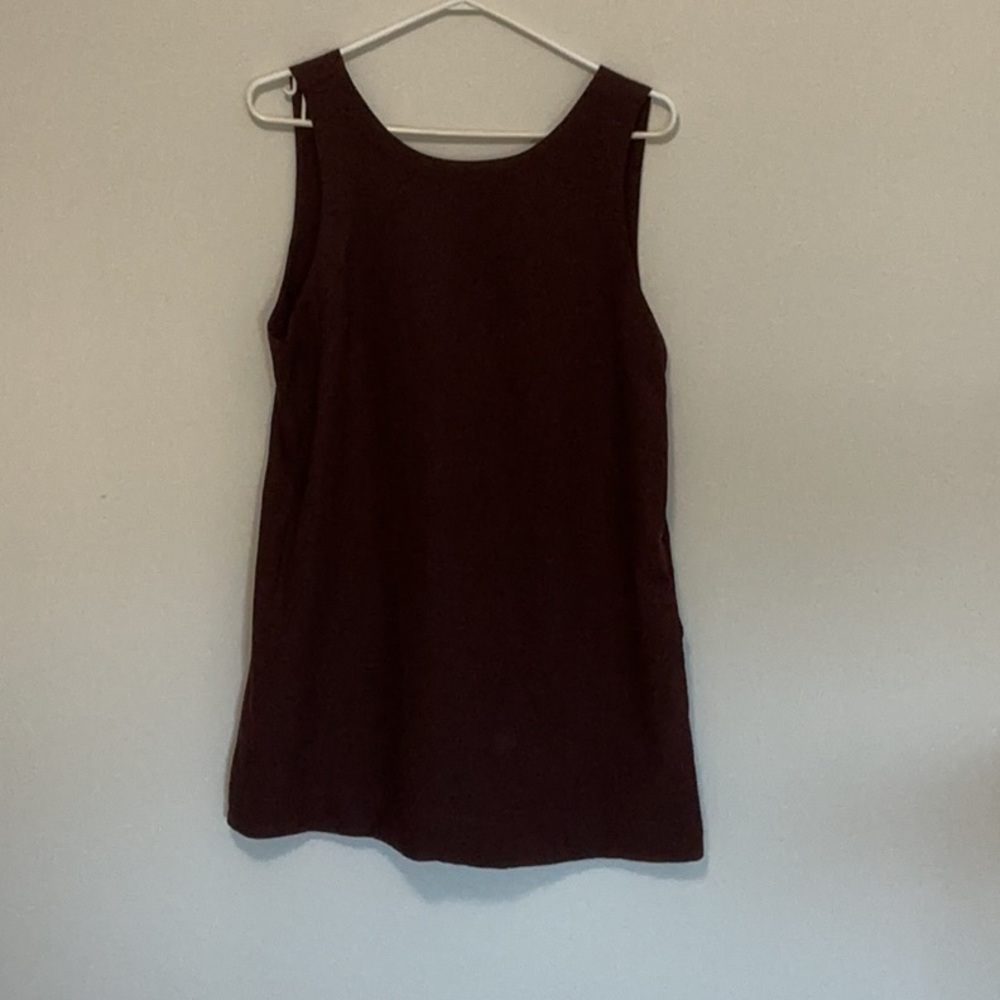 Linen blend low back shift dress